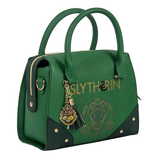 Merchoid harry potter: borsa a tracolla da donna premium slytherin verde e oro multiuso borsa a tracolla in pelle pu