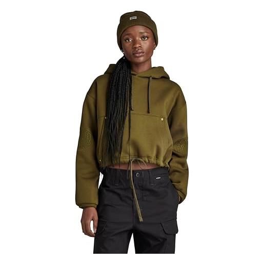 G-STAR RAW sleeve graphic cropped loose hoodie donna , verde scuro (dark olive d23888-d425-c744), m