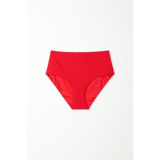 Tezenis bikini slip alto microfibra riciclata costine donna rosso