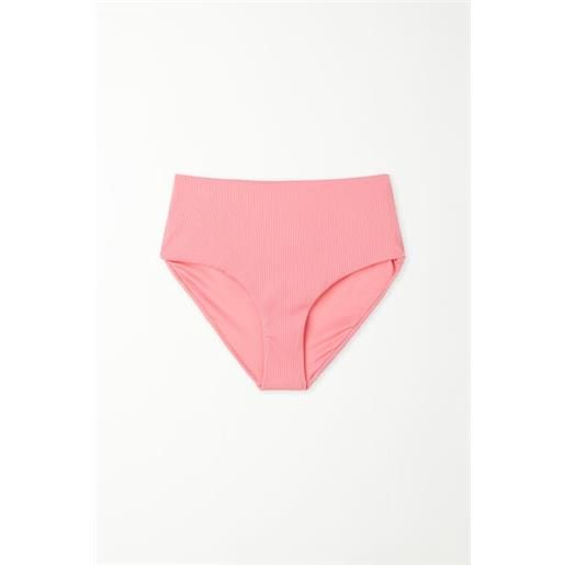 Tezenis bikini slip alto microfibra riciclata costine donna rosa