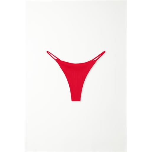 Tezenis bikini perizoma con fianchetto a tanga microfibra riciclata costine donna rosso