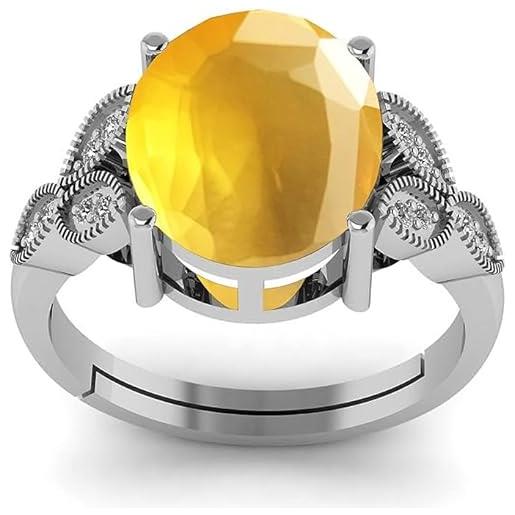 LMDPRAJAPATIS anello di fidanzamento da donna in argento sterling 925 con zaffiro giallo da 5,00 carati, pietra preziosa, zaffiro giallo