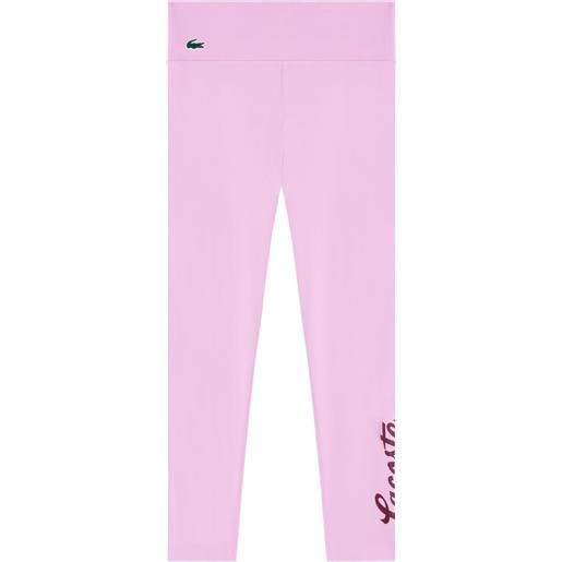 Lacoste leggings ultra-dry stretch sport con stampa - rosa