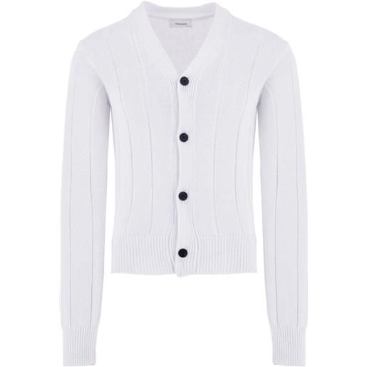 Ferragamo cardigan a coste traforato - bianco