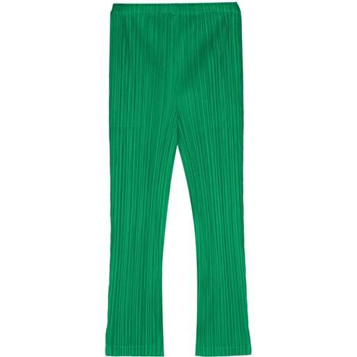 Pleats Please Issey Miyake pantaloni slim con pieghe - verde