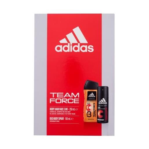 Adidas team force 3in1 cofanetti 150 ml deodorante + 250 ml doccia gel per uomo