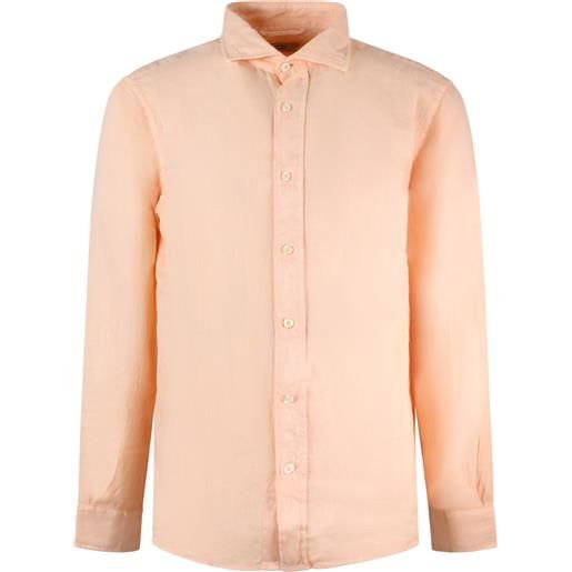 ROY ROGER'S camicia arancione in lino per uomo