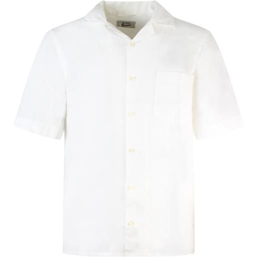 ROY ROGER'S camicia bianca manica corta in lino per uomo