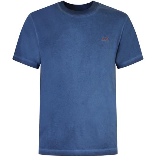 SUN68 t-shirt blu con mini logo per uomo