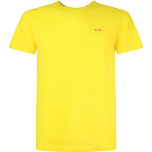SUN68 t-shirt gialla con mini logo per uomo