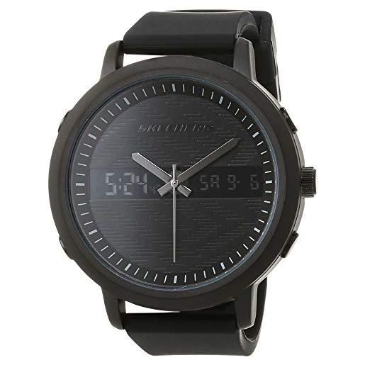 Skechers orologio lawndale uomo, movimento ana-digi, cassa in lega nera da 46 mm con cinturino in silicone, sr5071