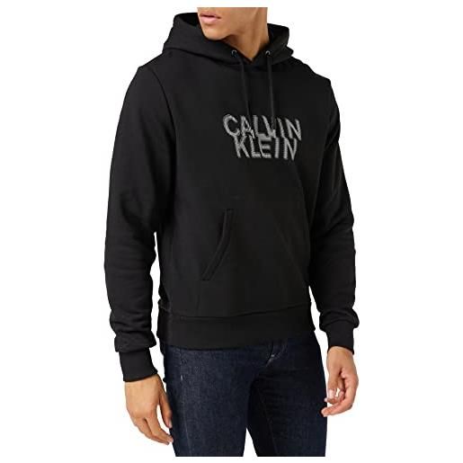 Calvin Klein Jeans calvin klein distorted logo hoodie k10k110075 felpe con cappuccio, nero (ck black), l uomo