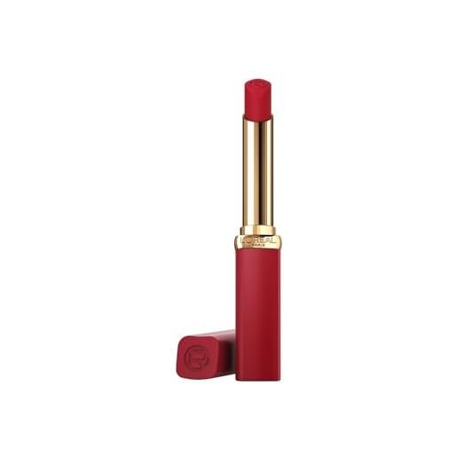 L'Oréal Paris rossetto matte, color riche colors of worth, effetto volumizzante e idratante, 300 le rouge confident, 1,8 g