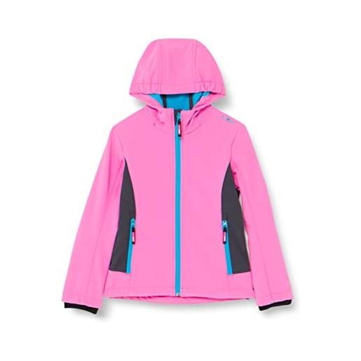 CMP giacca kid g con cappuccio fisso, antracite-pink fluo, 110 unisex - bambini e ragazzi