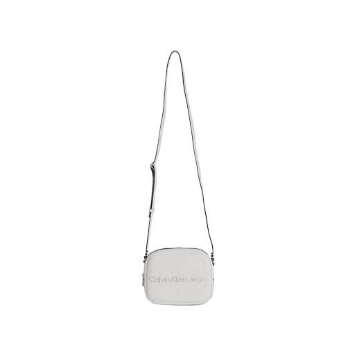 Calvin Klein Jeans calvin klein borsa a tracolla donna camera bag piccola, bianco (white/silver logo), taglia unica