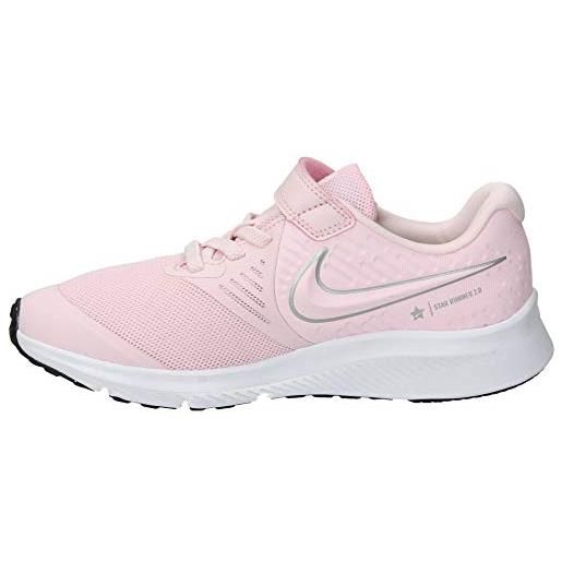Nike star runner 2 (psv), scarpe da atletica leggera, multicolore (pink foam/metallic silver/volt 601), 32 eu