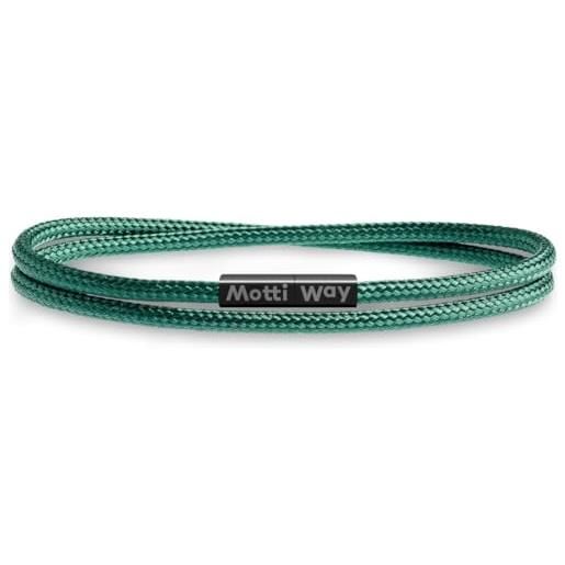 Motti Way braccialetti uomo donne magnetico nautici corda verde, unisex bracciale impermeabile marinaio, taglia s/m