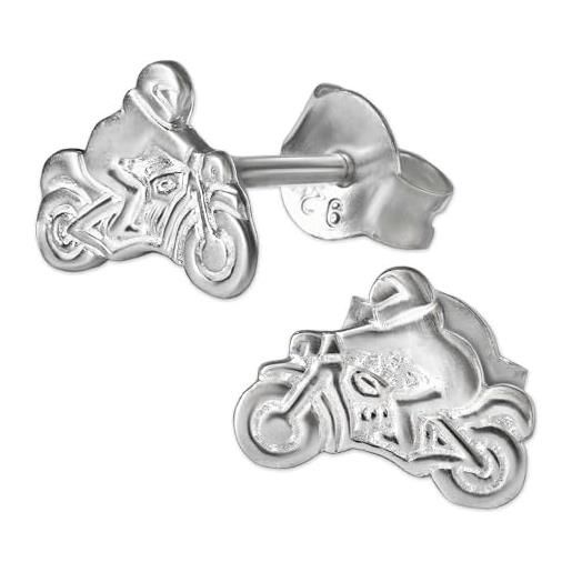 Clever schmuck paio di orecchini a forma di motociclista, per orecchio destro/sinistro, lucidi, argento 25