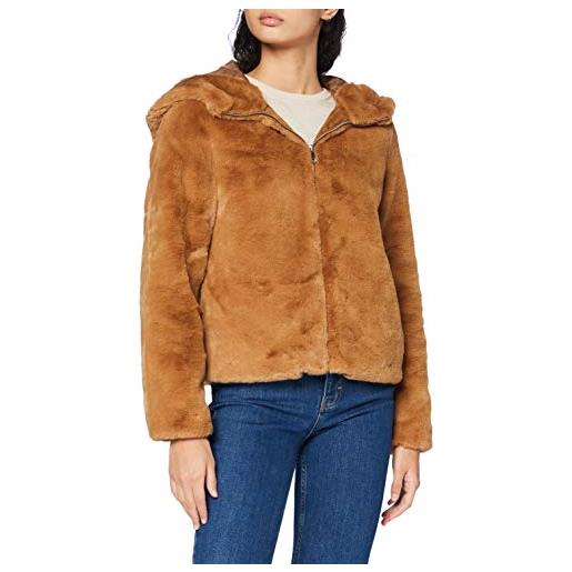 Vero Moda vmthea hoody short faux fur jacket boos giacca, marrone-tobacco brown, s donna