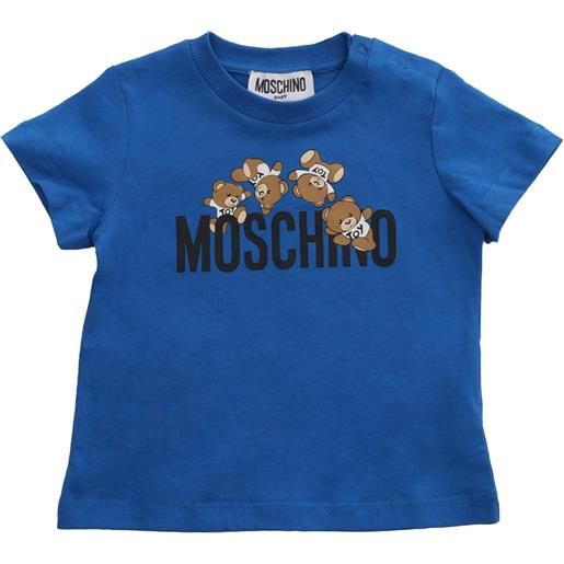 Moschino Kid t-shirt blu con stampa