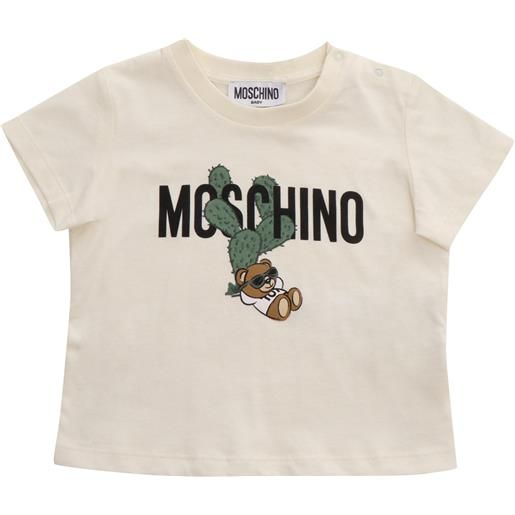 Moschino Kid t-shirt panna con stampa
