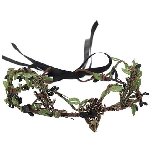 Fashband foglia corona fascia nera corna di fata copricapo elfo foresta fiore tiara fasce costume di halloween accessori per capelli per donne ragazze