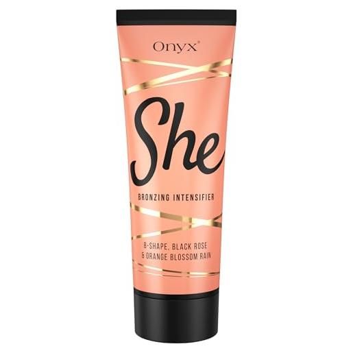 Onyx she lozione solare per donna - acceleratore di abbronzatura e crema abbronzante per pelle chiara - idratante per la pelle e complesso antietà