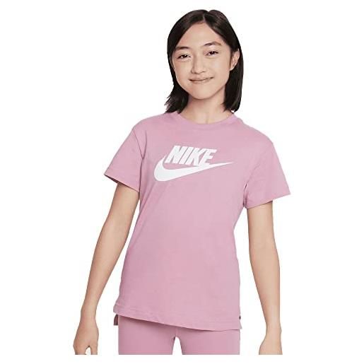 Nike g nsw dptl basic futura t-shirt, elemental pink/white, 60 unisex-bambini