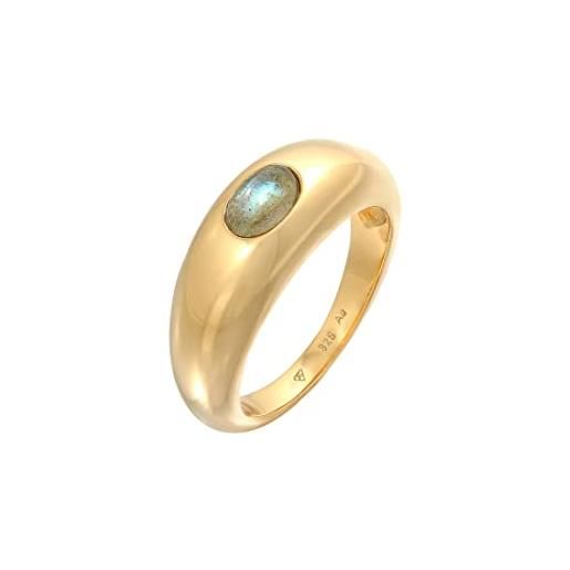 Elli premium anelli semplice solitario da donna con gemma labradorite in argento 925