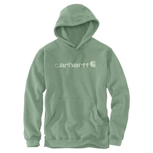 Carhartt felpa vestibilità ampia, media pesantezza, con grafica del logo, uomo, verde (loden frost heather), l