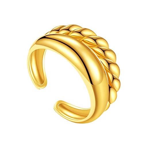 FindChic anello con polsino aperto anelli per gioielli intrecciati placcati in oro 18 carati per donna anelli per dita ridimensionabili con avvolgimento del pollice