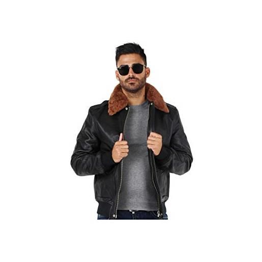 Schott nyc lc2412, giacca di pelle uomo, nero (pelliccia nera), xl