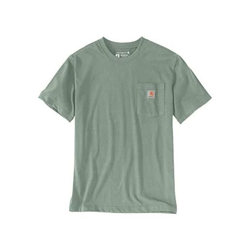 Carhartt t-shirt pesante k87 con taschino, vestibilità comoda, manica corta, uomo, grigio (oliva polverosa), m