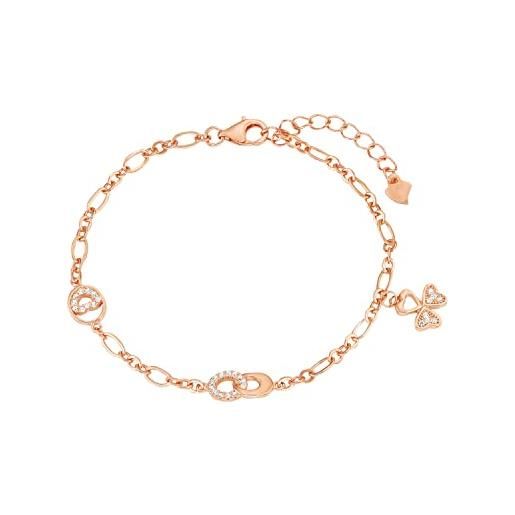 Amor bracciale da braccio da donna in argento 925, con zirconi sintetici, 17+2 cm, colore rosa, fornito in confezione regalo per gioielli, 9271344