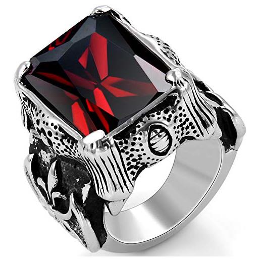 OIDEA anello da uomo in acciaio inox, stile vintage, motivo: guerriero nordico, con zirconi, colore: nero/argento, colore: argento, cod. O00190018