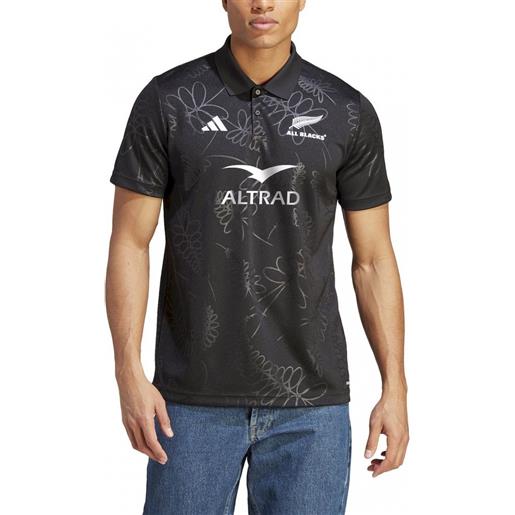 All blacks new zealand adidas polo maglia supporters nero rugby 2024 hz9781