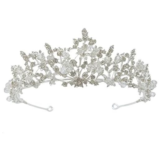 Zooma tiara corona di cristallo per bridal, principessa diadema matrimonio tiara crown per wedding balli proms festoni feste compleanno, 1, lega e, lega, strass, cristallo
