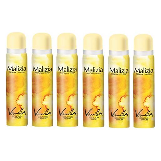 Malizia donna vanilla deodorante spray da donna, 100 ml, 6 pezzi