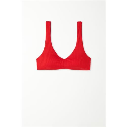 Tezenis bikini bra top imbottitura estraibile microfibra riciclata costine donna rosso
