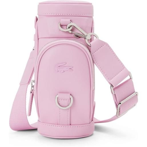 Lacoste borsa a spalla con placca logo - rosa