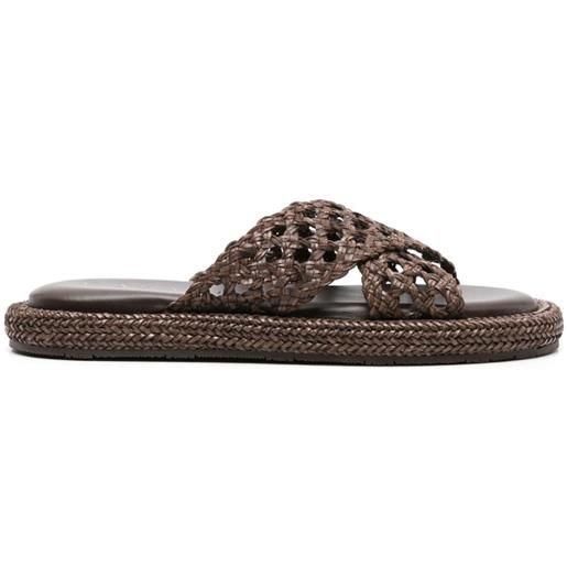 Casadei sandali slides con design intrecciato - marrone