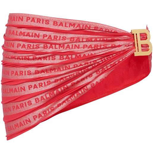 Balmain sarong con placca logo - rosso
