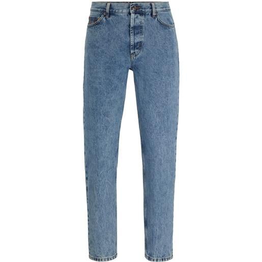 HUGO jeans affusolati con ricamo - blu