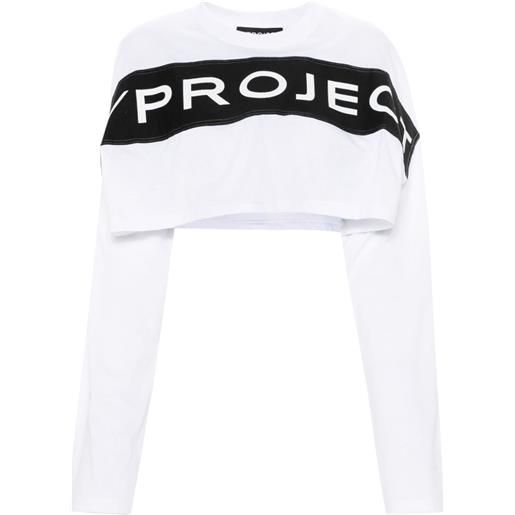 Y/Project t-shirt con applicazione crop - bianco