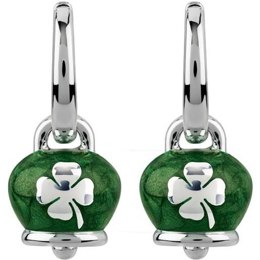 Chantecler Capri orecchini Chantecler Capri con campanella micro con quadrifoglio in argento e smalto verde perlato