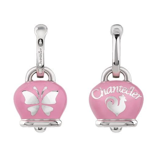 Chantecler Capri orecchini chantecler et voilà medi con campanella in argento, smalto rosa e farfalle