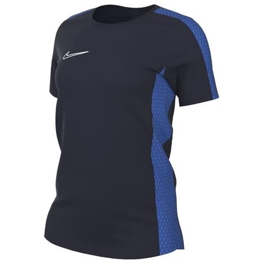 Nike w nk df acd23 top ss, t-shirt donna, obsidian/royal blue/white, m