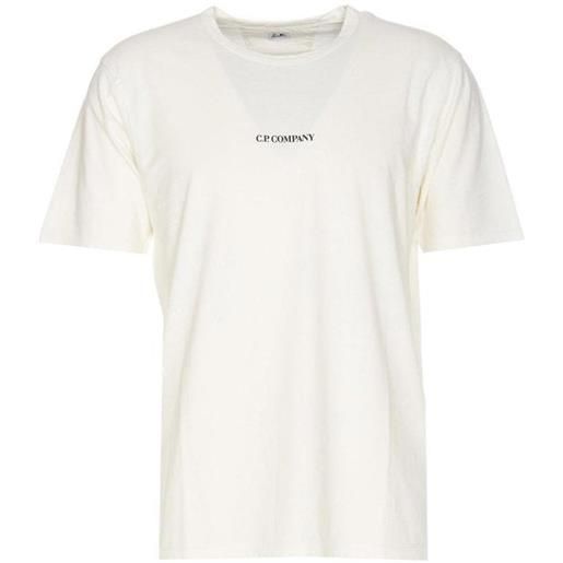 C.p. Company t-shirt bianca girocollo con stampa logo