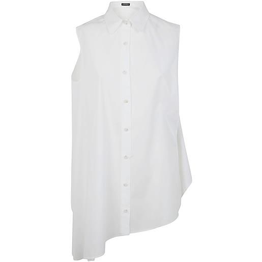 ANN DEMEULEMEESTER iona asymmetrical oversized shirt light crumpled cotton white