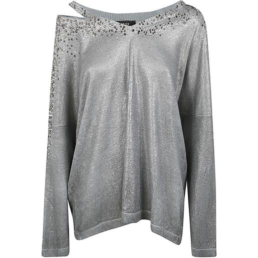 AVANT TOI linen cotton v-neck pullover with lamination and strass